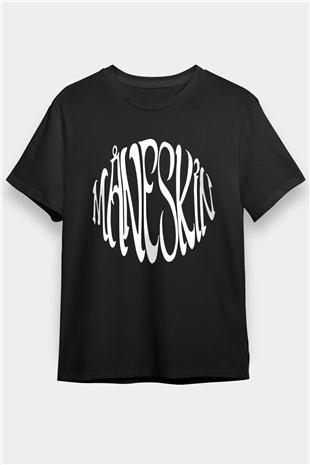 Maneskin Baskılı Unisex Siyah Tişört - Tshirt