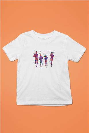 Maraton Baskılı Unisex Beyaz Çocuk Tişört - Tshirt