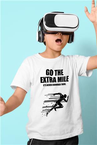 Maraton Baskılı Unisex Beyaz Çocuk Tişört - Tshirt