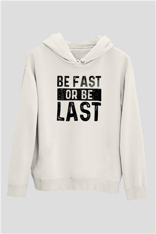 Maraton Baskılı Unisex Ekru Hoodie