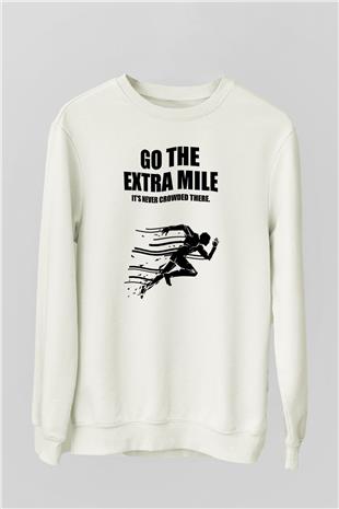 Maraton Baskılı Unisex Ekru Sweatshirt