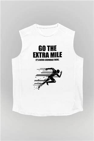 Maraton Baskılı Unisex Kolsuz Beyaz Tişört