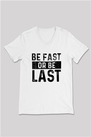 Maraton Baskılı Unisex V Yaka Tişört - Tshirt