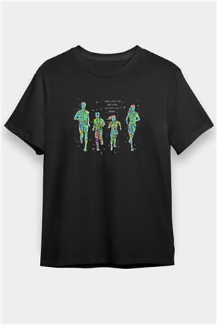 Maraton - Marathon Baskılı Unisex Siyah Tişört - Tshirt