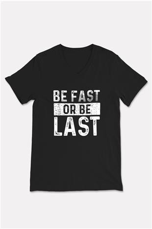 Maraton - Marathon Baskılı Unisex Siyah V Yaka Tişört
