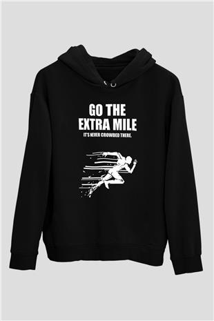 Maraton - Marathon Baskılı Unisex Siyah Hoodie