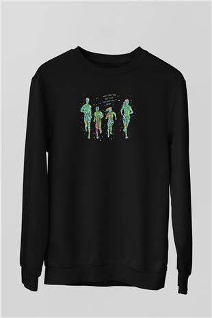 Maraton - Marathon Baskılı Unisex Siyah Sweatshirt