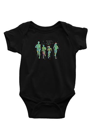Maraton - Marathon Baskılı Unisex Siyah Bebek Body - Zıbın