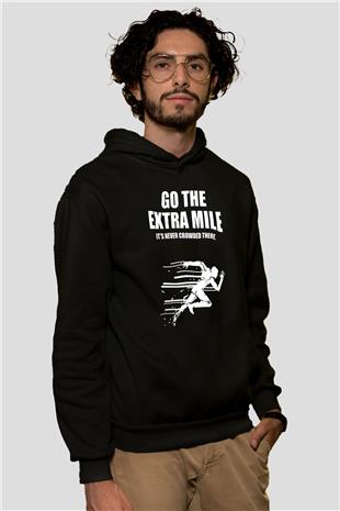 Maraton - Marathon Baskılı Unisex Siyah Hoodie