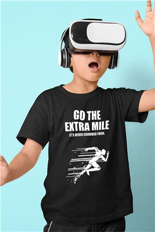 Maraton - Marathon Baskılı Unisex Siyah Çocuk Tİşörtü - Tshirt
