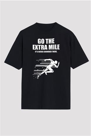 Maraton - Marathon Baskılı Unisex Siyah Oversize Tişört