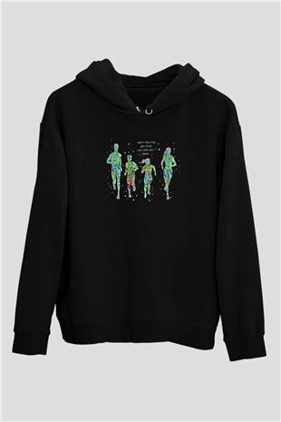 Maraton - Marathon Baskılı Unisex Siyah Hoodie