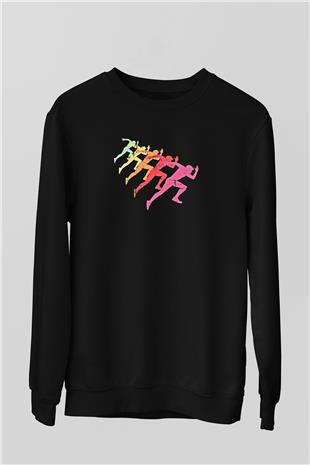 Maraton - Marathon Baskılı Unisex Siyah Sweatshirt