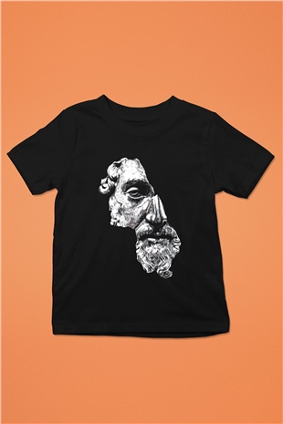 Marcus Aurelius Baskılı Unisex Siyah  Çocuk Tişört