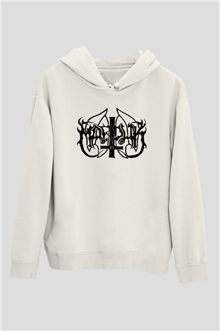 Marduk Beyaz Unisex Kapşonlu Sweatshirt