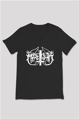 Marduk Siyah Unisex V Yaka Tişört T-Shirt