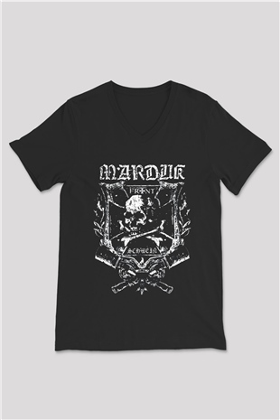 Marduk Siyah Unisex V Yaka Tişört T-Shirt