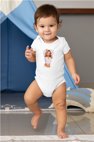 Mariah Carey Baskılı Beyaz Unisex Bebek Body - Zıbın