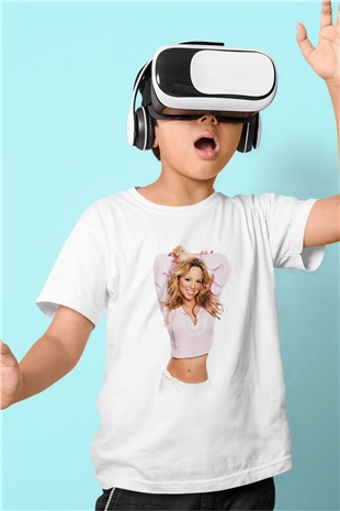 Mariah Carey Baskılı Beyaz Unisex Çocuk Tişört