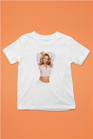 Mariah Carey Baskılı Beyaz Unisex Çocuk Tişört
