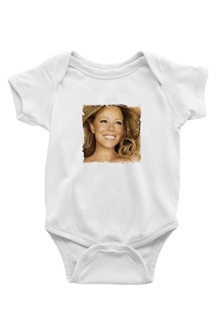 Mariah Carey Baskılı Unisex Beyaz Bebek Body - Zıbın