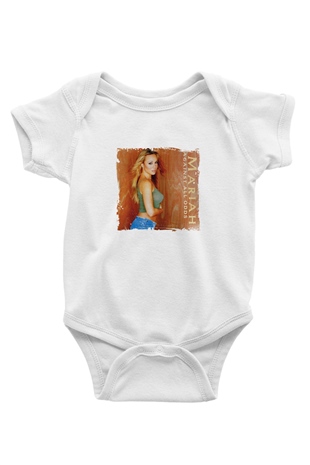 Mariah Carey Baskılı Unisex Beyaz Bebek Body - Zıbın