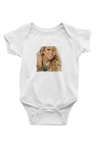 Mariah Carey Baskılı Unisex Beyaz Bebek Body - Zıbın