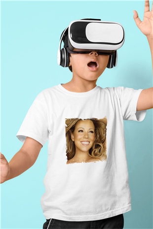 Mariah Carey Baskılı Unisex Beyaz Çocuk Tişört