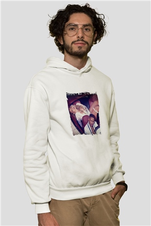 Mariah Carey Baskılı Unisex Beyaz Kapüşonlu Sweatshirt