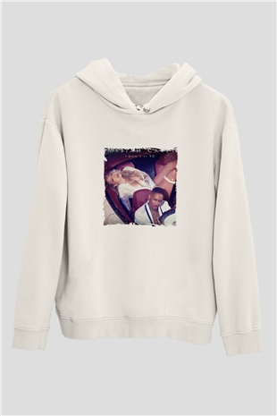Mariah Carey Baskılı Unisex Beyaz Kapüşonlu Sweatshirt