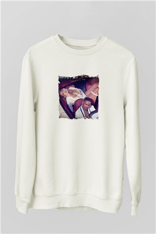 Mariah Carey Baskılı Unisex Beyaz Sweatshirt