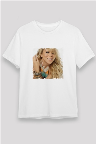 Mariah Carey Baskılı Unisex Beyaz Tişört