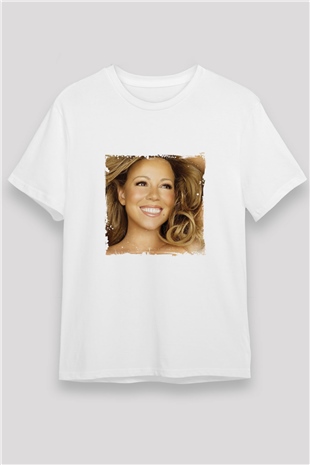 Mariah Carey Baskılı Unisex Beyaz Tişört