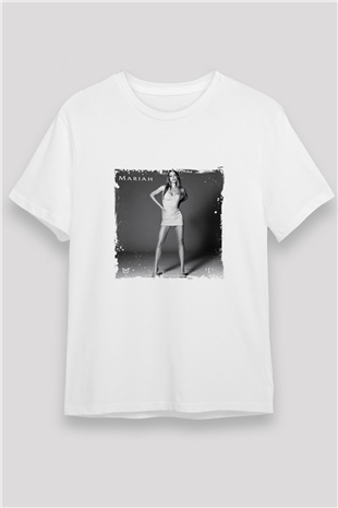 Mariah Carey Baskılı Unisex Beyaz Tişört