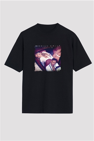 Mariah Carey Baskılı Unisex Oversize Siyah Tişört