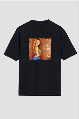 Mariah Carey Baskılı Unisex Oversize Siyah Tişört