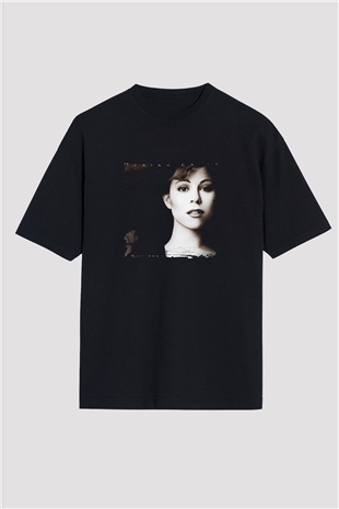 Mariah Carey Baskılı Unisex Oversize Siyah Tişört