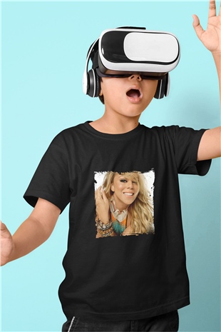 Mariah Carey Baskılı Unisex Siyah Çocuk Tişört