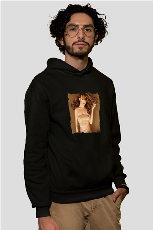 Mariah Carey Baskılı Unisex Siyah Hoodie