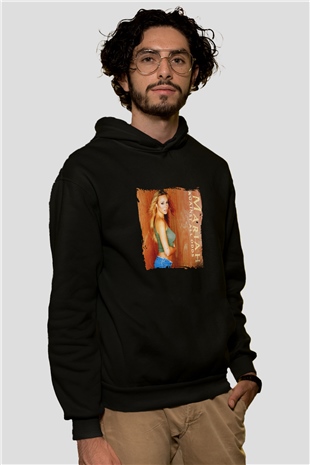 Mariah Carey Baskılı Unisex Siyah Hoodie