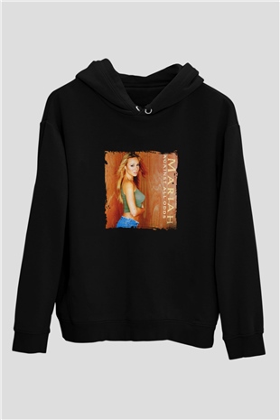Mariah Carey Baskılı Unisex Siyah Hoodie