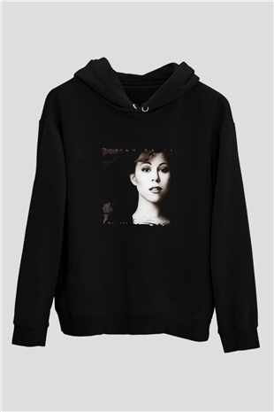 Mariah Carey Baskılı Unisex Siyah Hoodie