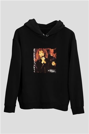 Mariah Carey Baskılı Unisex Siyah Hoodie