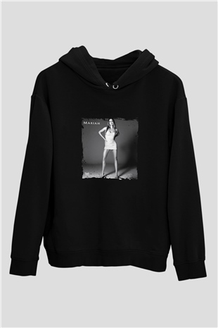 Mariah Carey Baskılı Unisex Siyah Hoodie