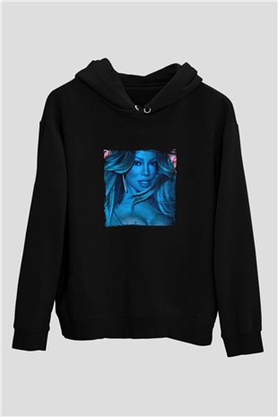 Mariah Carey Baskılı Unisex Siyah Hoodie