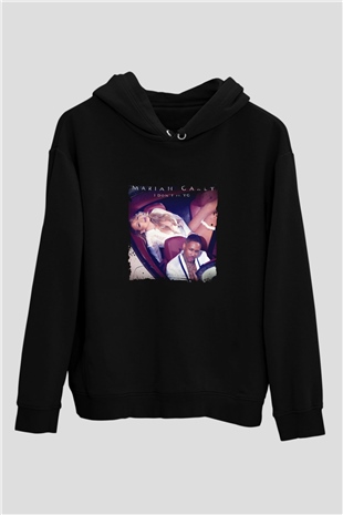Mariah Carey Baskılı Unisex Siyah Hoodie