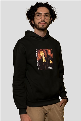 Mariah Carey Baskılı Unisex Siyah Hoodie