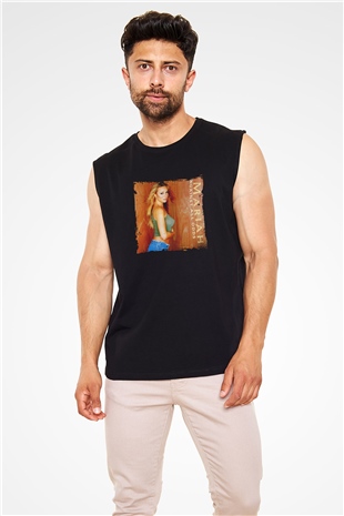 Mariah Carey Baskılı Unisex Siyah Kolsuz Tişört