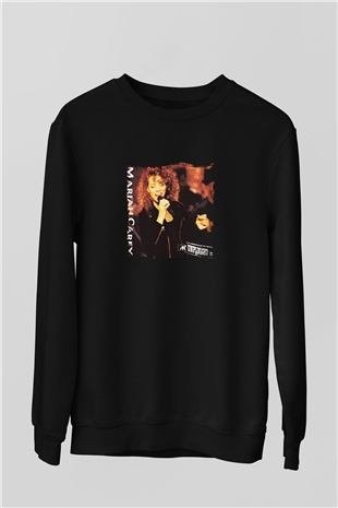 Mariah Carey Baskılı Unisex Siyah Sweatshirt