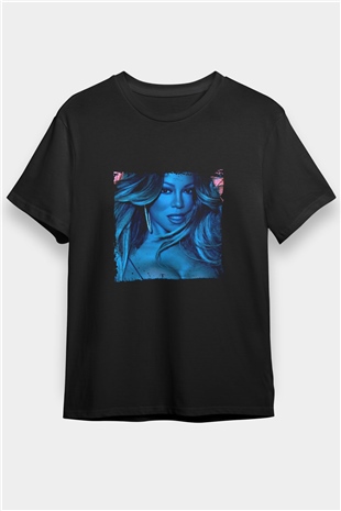 Mariah Carey Baskılı Unisex Siyah Tişört